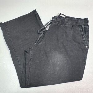 LOGO by Lori Goldstein Black Track Pants with Relaxed‎ Fit